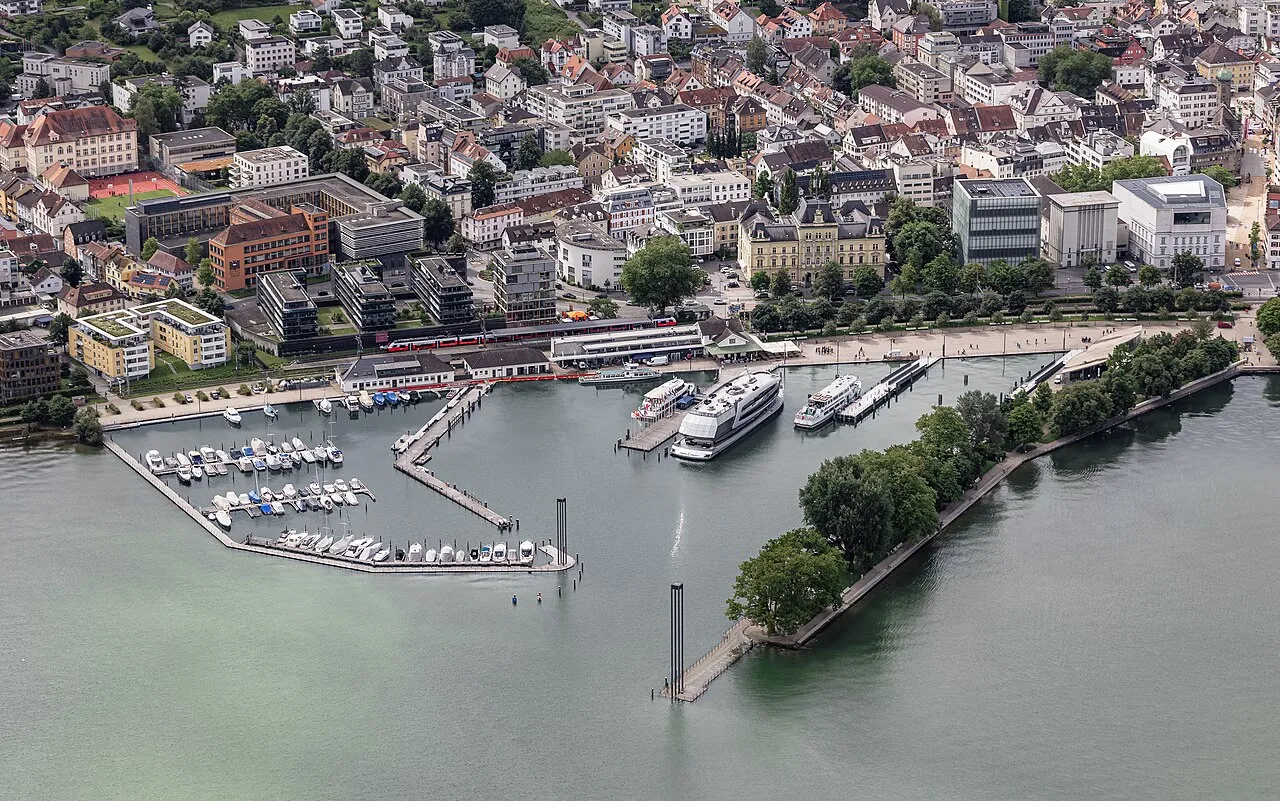 Aerial view of Bregenz harbour