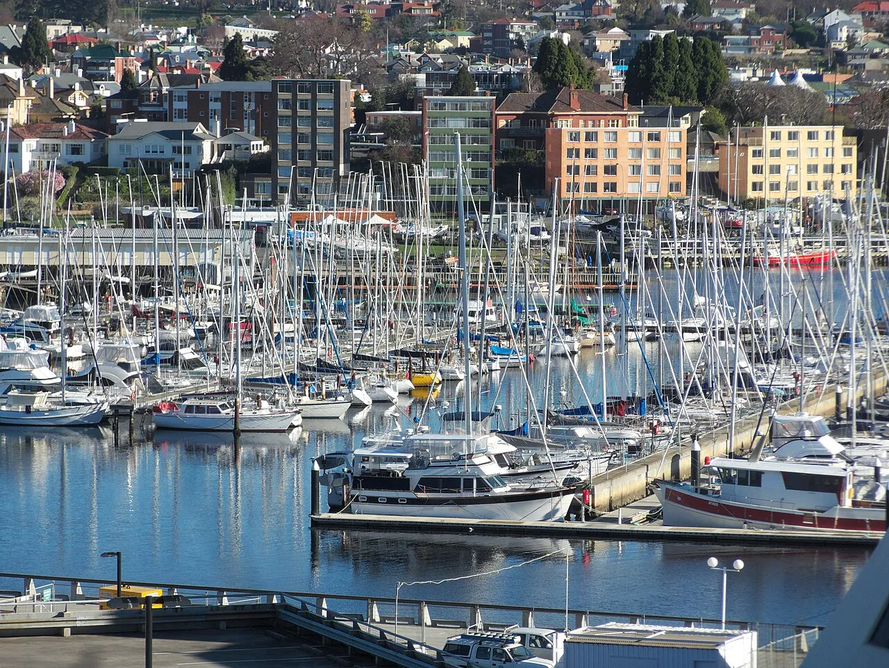 Yachts berthed at Sandy Bay on the Derwent, Hobart (2018)