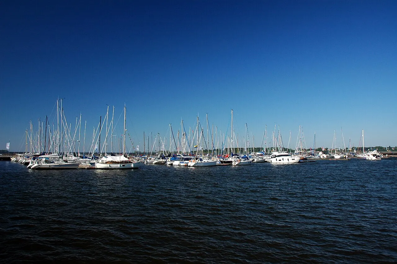 The marina in front of Stralsund old town, 2018