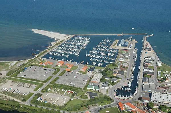 Bogense harbour and marina from the air