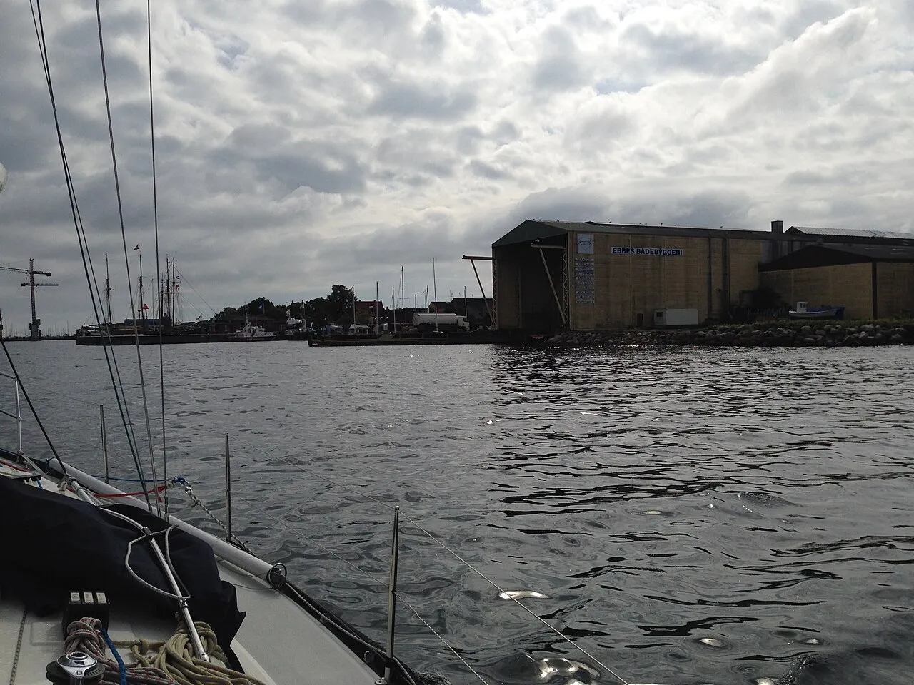 The entrance to Marstal with the shipyard