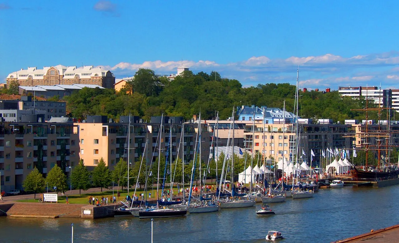 Sailing boats on the Aura river at Turku guest harbour