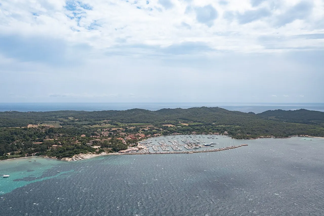 Aerial view of Porquerolles harbour
