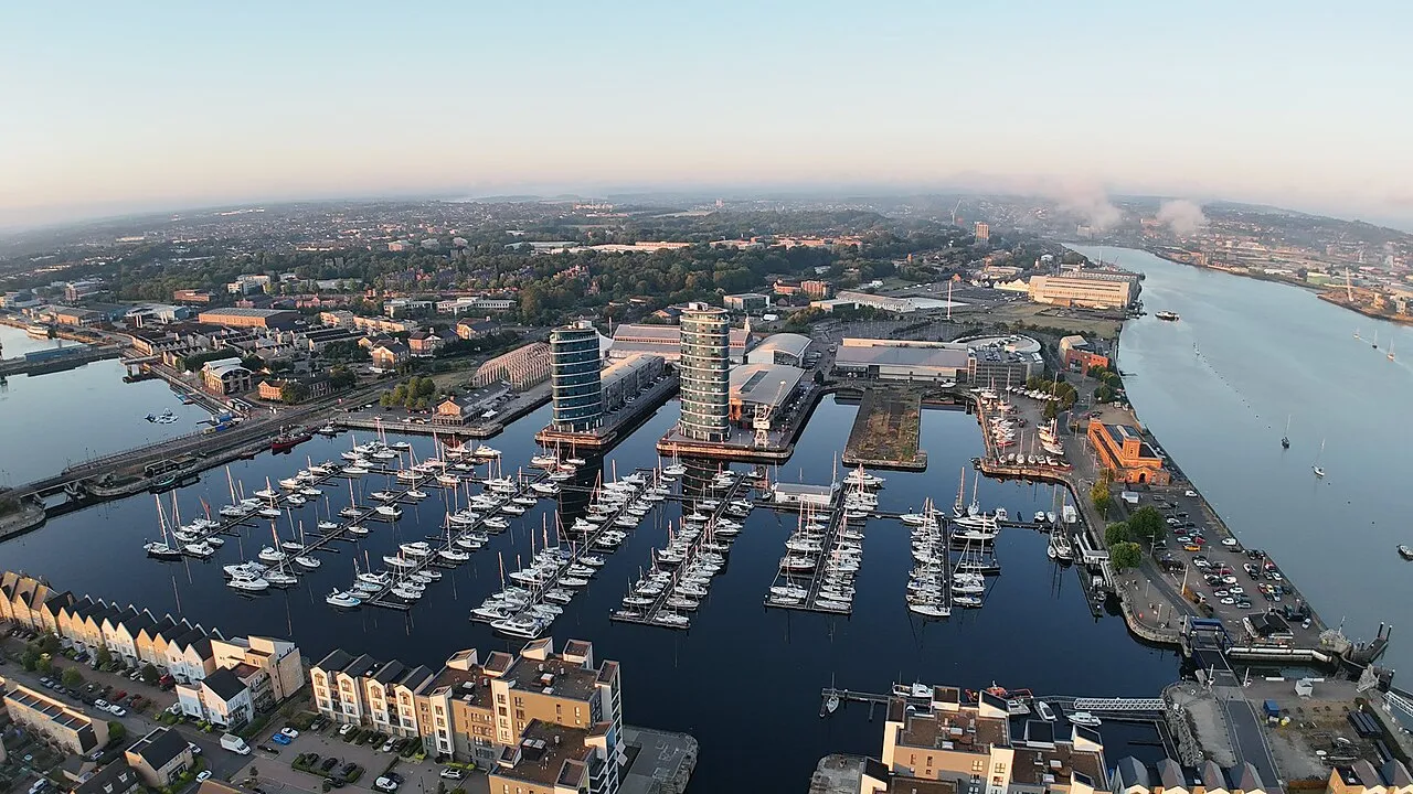 Chatham Maritime Marina on the River Medway from the air