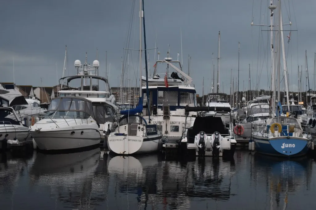 Boats in the locked basin at Port Solent