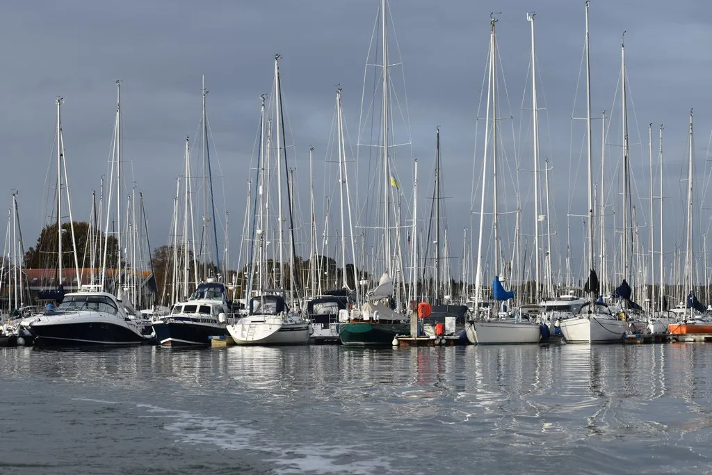 Yachts on the Royal Southern pontoons on the Hamble River