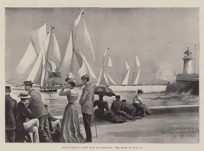 Historic painting of the Royal Temple Yacht Club races at Ramsgate