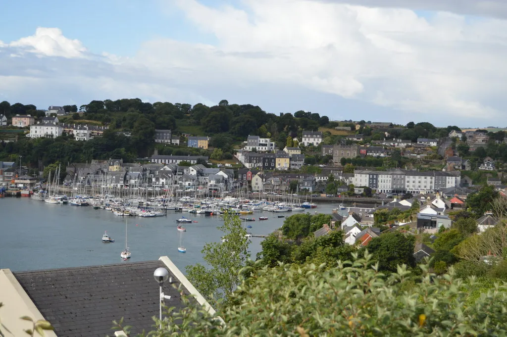 The marinas along the Kinsale town waterfront, seen from the hill