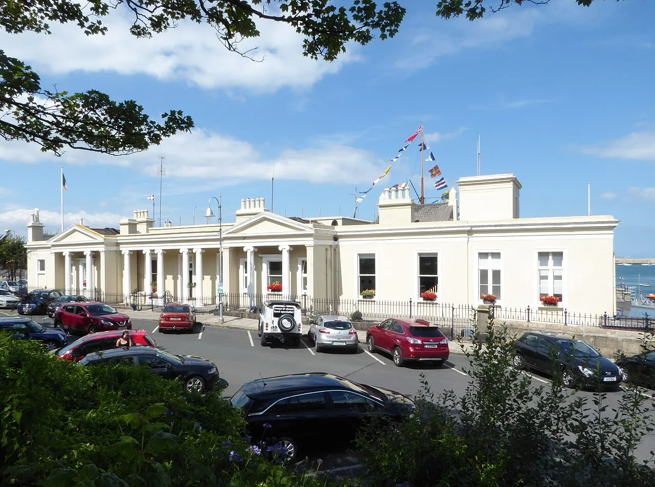 The Royal St George Yacht Club clubhouse on the harbour front at Dún Laoghaire