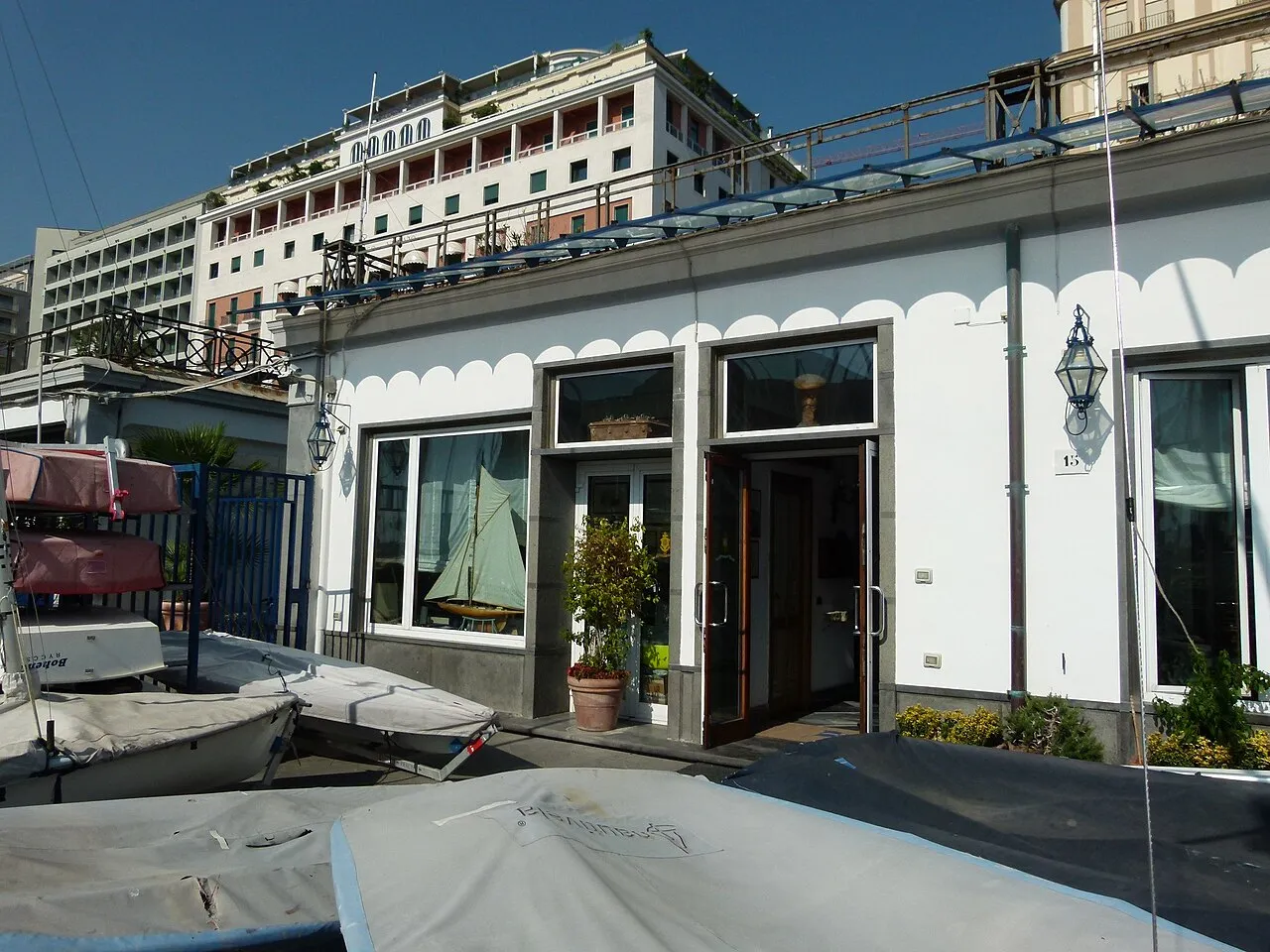The clubhouse on the Santa Lucia quay at the Borgo Marinari