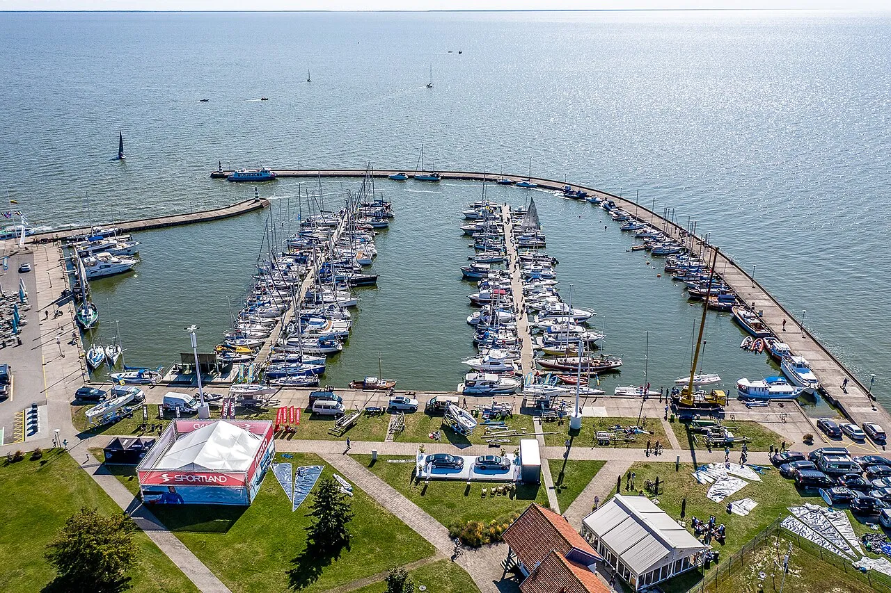 Nida harbour from the air