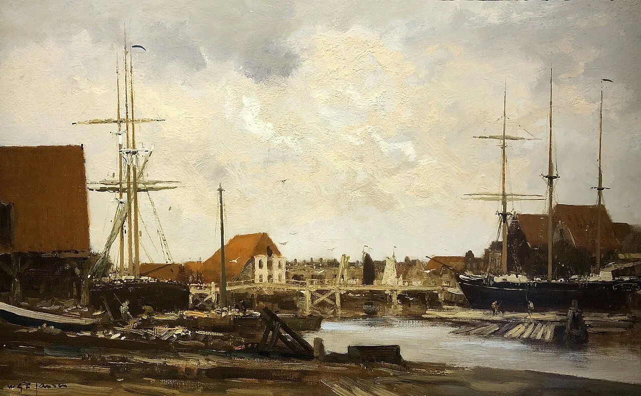 The Zuiderhaven in Harlingen, painting after 1900