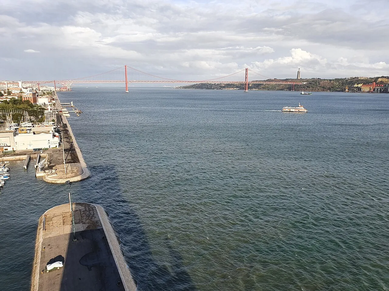 The Belém Dock entrance and the Tagus seen from the Padrão dos Descobrimentos