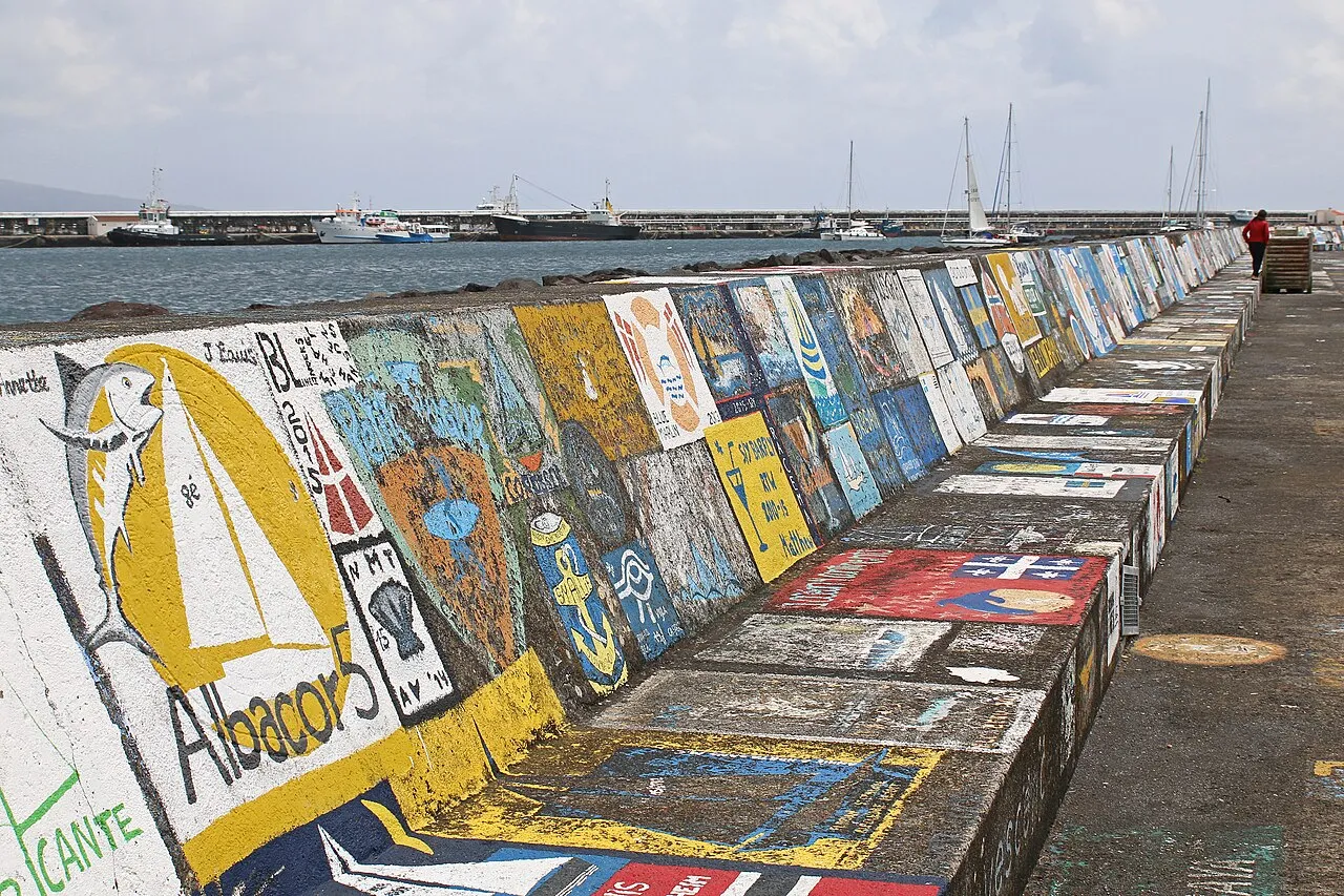 Yacht crews' paintings on the Horta mole