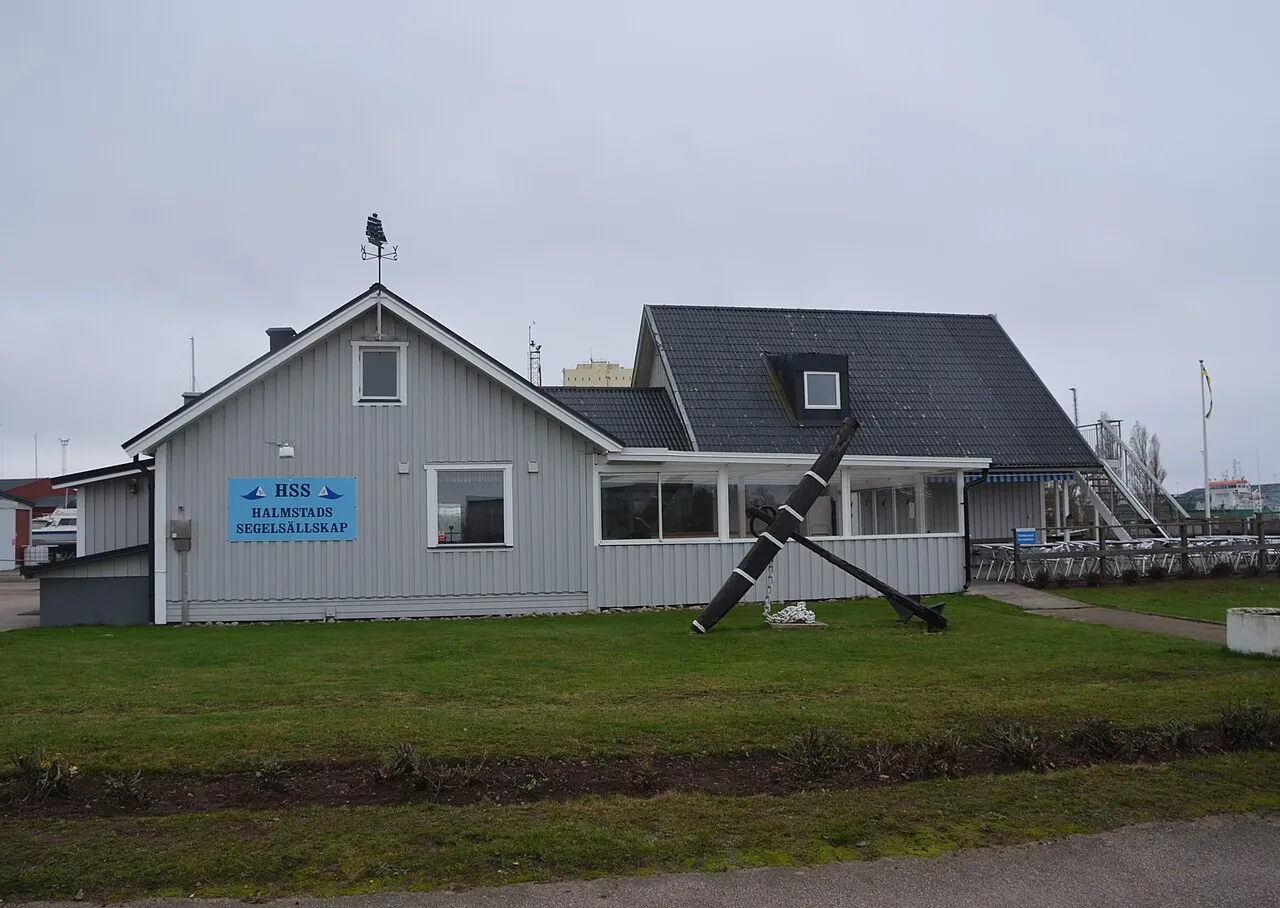 Halmstad Sailing Club clubhouse at the mouth of the Nissan