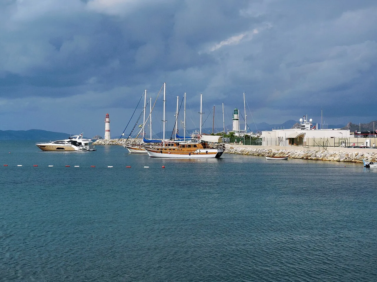 Turgutreis waterfront and the marina breakwater