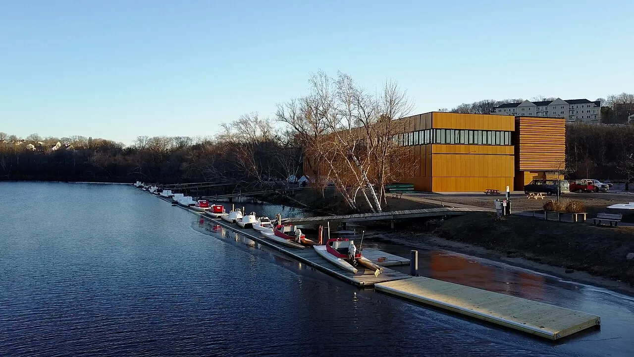 Community Rowing boathouse in Brighton, Boston