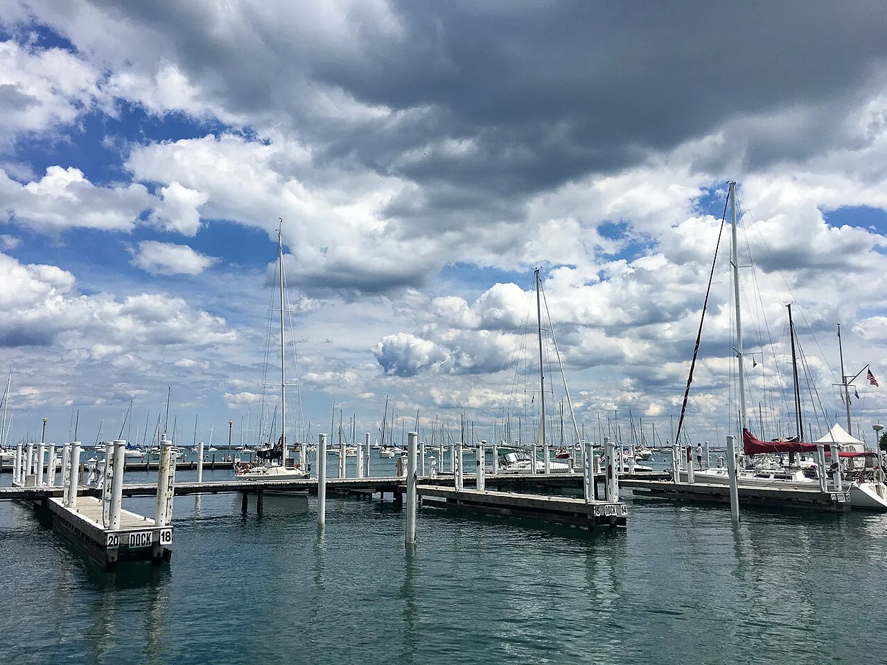 DuSable Harbor below the Chicago skyline