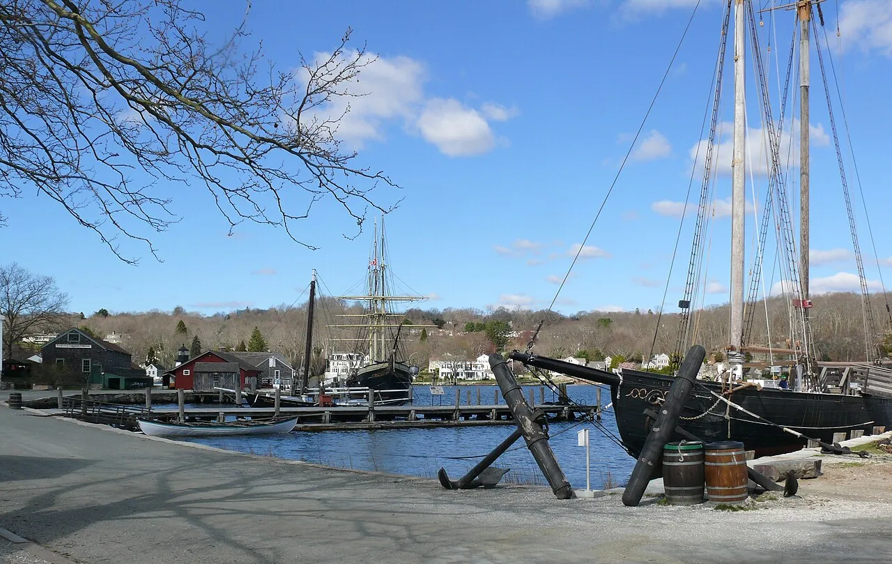 Historic vessels at the Mystic Seaport docks