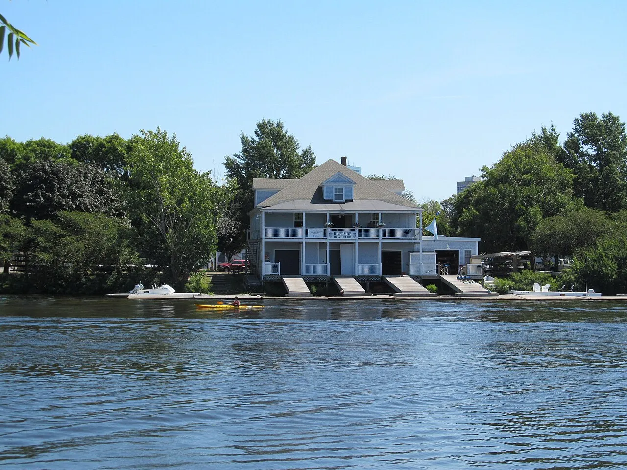 Riverside Boat Club boathouse on Memorial Drive, Cambridge
