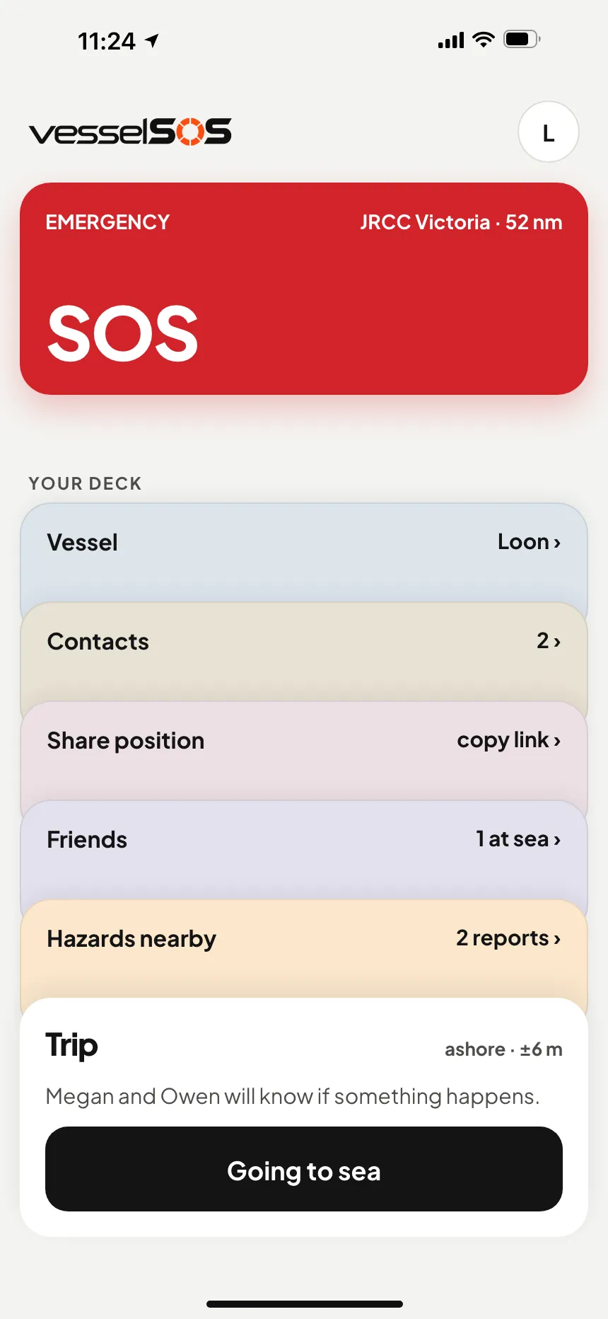 Boating safety app for Canada: SOS button and the Coast Guard rescue centre for your waters, JRCC Victoria · VesselSOS