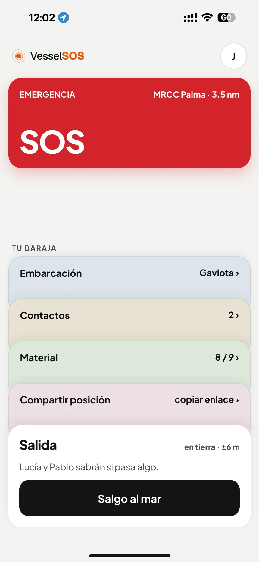 App de seguridad para navegantes: botón SOS y el centro de salvamento responsable, MRCC Palma · VesselSOS