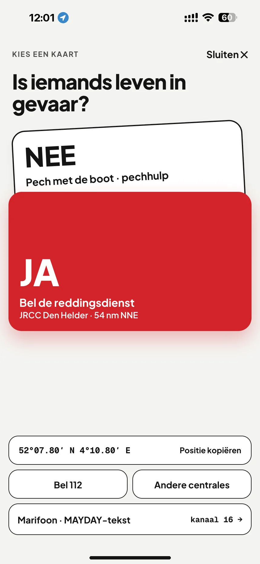 SOS op het water: is iemand in levensgevaar? Ja belt JRCC Den Helder, nee opent pechhulp · VesselSOS