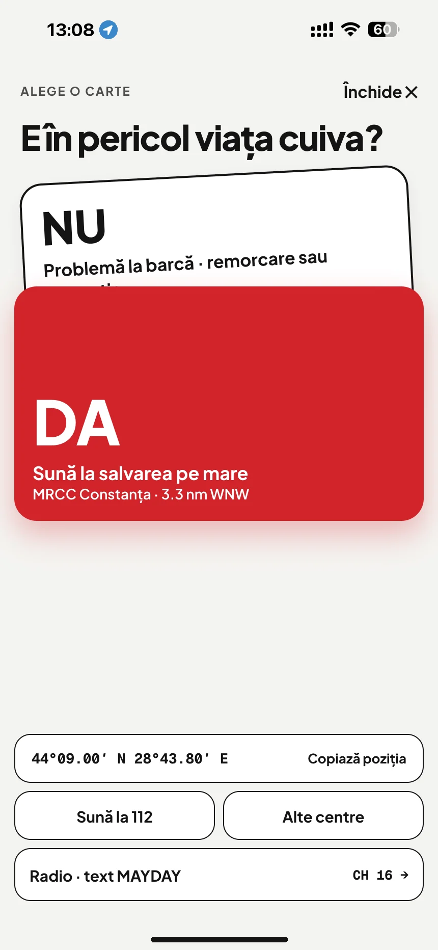 SOS pe mare: e vreo viață în pericol? Da sună la MRCC Constanța, nu deschide asistența tehnică · VesselSOS
